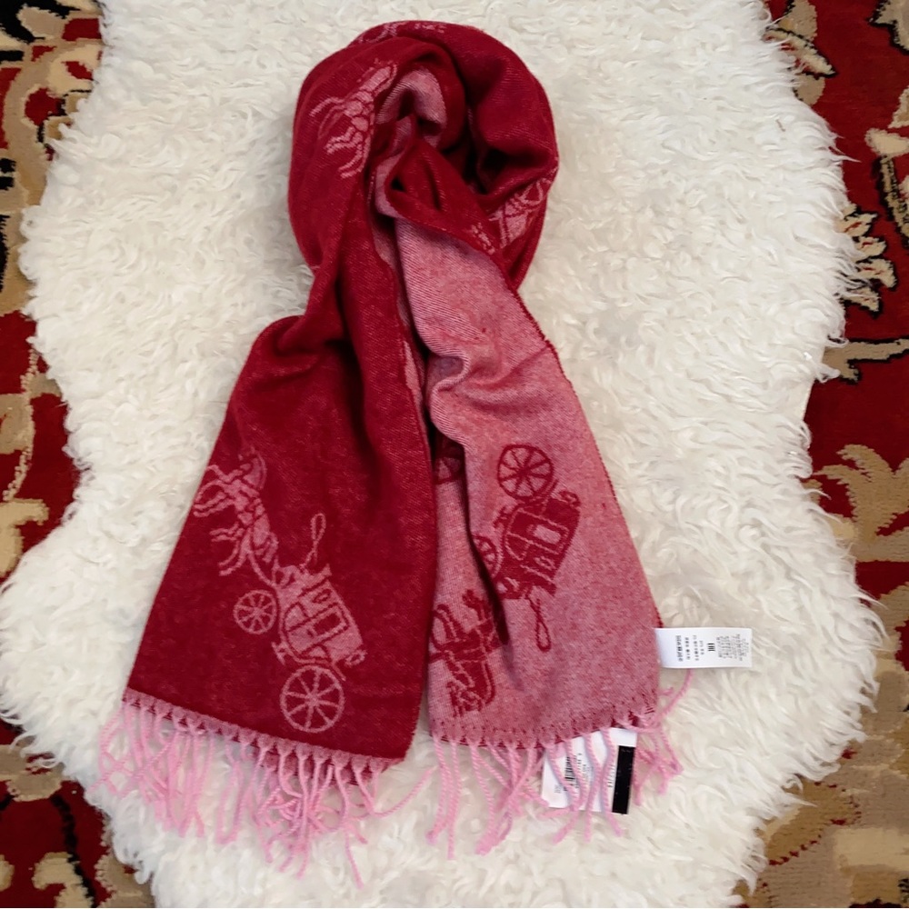 Coach Horse And Carriage Oversized Muffler/Scarf in bright violet - Picture 2 of 7